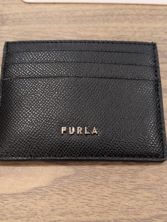 Furla Other - Furla Vintage Black Leather Card Case with Gold Logo